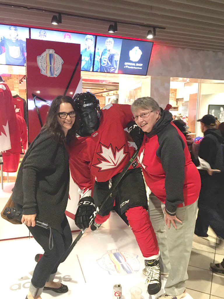 Mara Grunau and Diane Yackel in Toronto for a World Cup Hockey Game. 