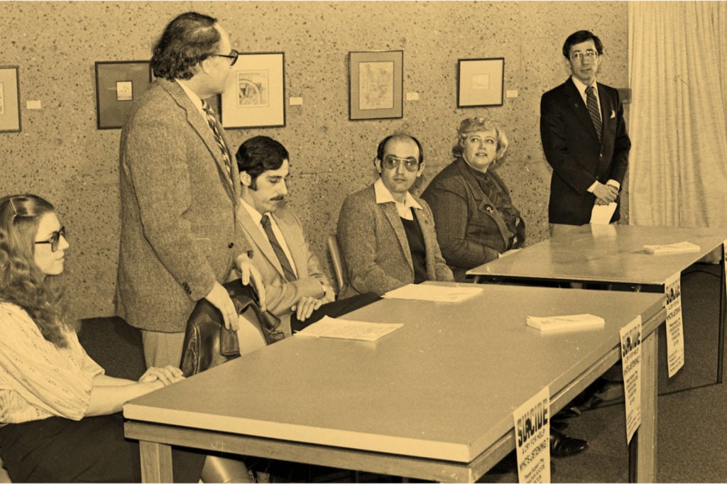 Galt Museum & Archives L-R: Dr. Jean Collins, Dr. Menno Boldt, Dr. Robert Arms, Tom Wickersham, Mary Oordt, and Bob Tarleck.
